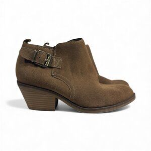 White Mountain Santiago Brown Suede Ankle Boots Taupe 6 6M Western Fall Bohemian